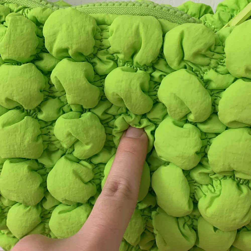 Neon Yellow / Green (Lime Green) Quilted Nylon Puff Bag - Picture 7 of 17